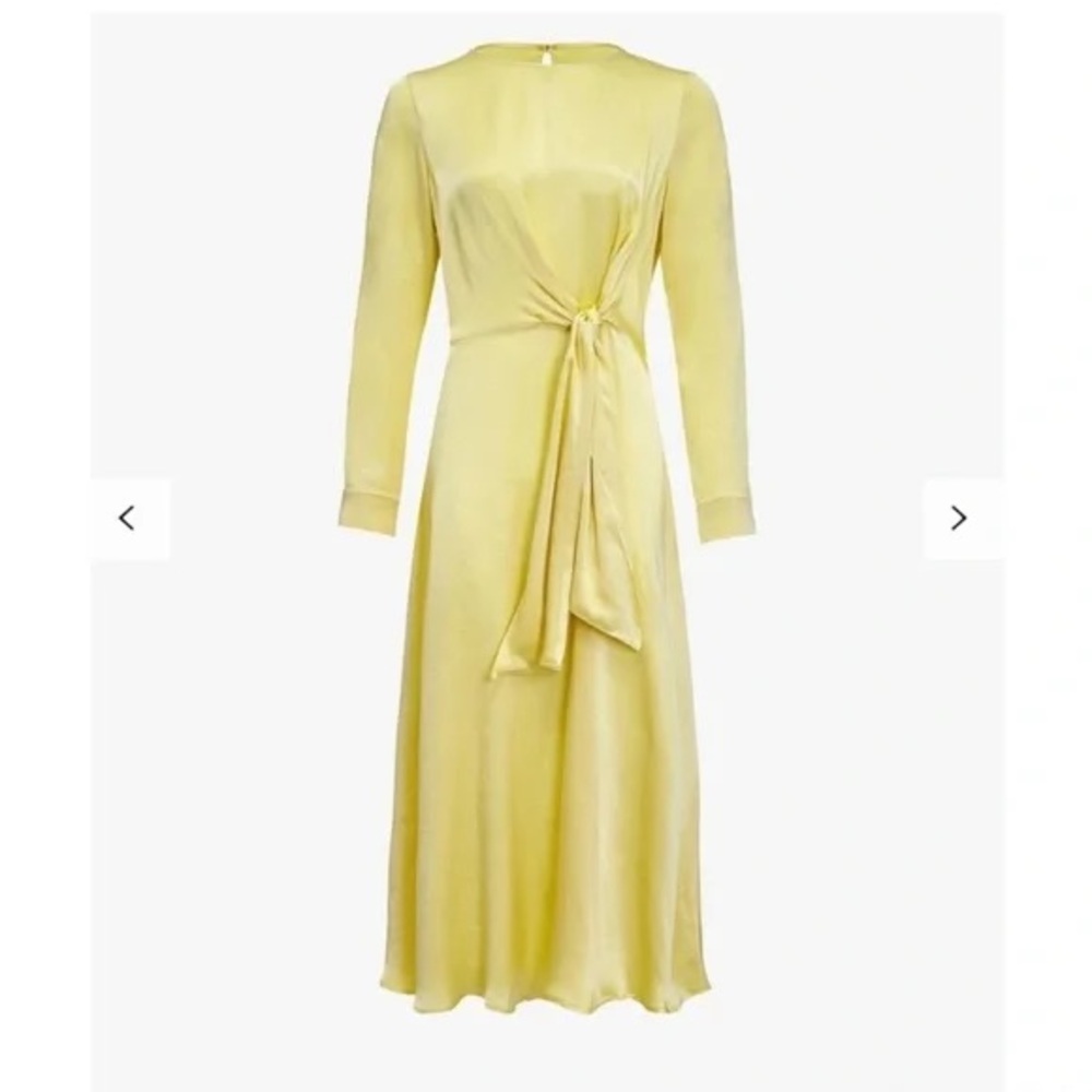 Ghost London yellow silk midi dress